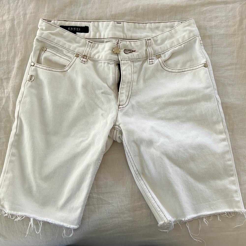 Gucci cream cutoffs